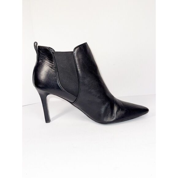 Lauren Ralph Lauren Bootie Heel Pointed Toe Stiletto Black Leather Ankle Boot 8 - Picture 12 of 16